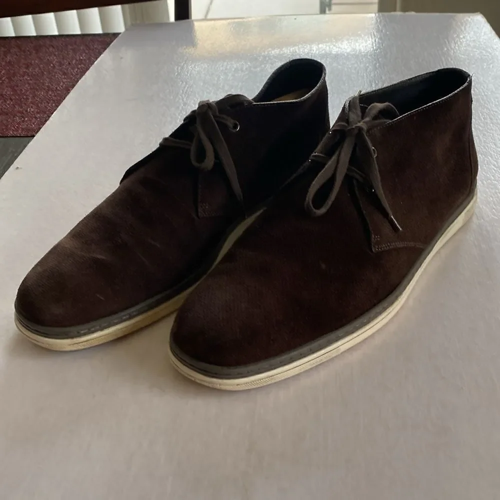 ERMENEGILDO ZEGNA Men’s Chocolate Brown Suede Leather Chukka Boots Size 13 US
